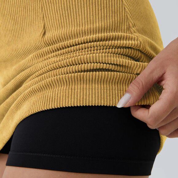 HALARA High Waist 2 In 1 Gold Corduroy Mini Skirt Medium NWT - Picture 5 of 6